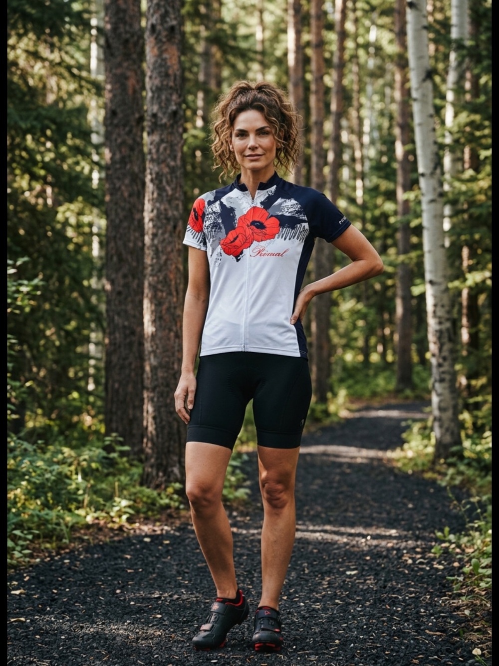 Primal Women Short Sleeve Cycling Jersey with Red Poppy Floral Design   SIZE 2XL